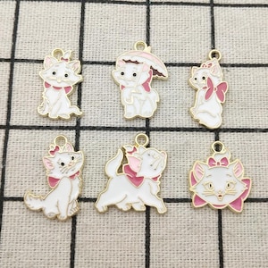 10/12pcs, Cute Cat Charm Enamel Charm Bracelet Charm Necklace Pendant Earring Charm Jewelry Accessories Craft Supplies Gold Plated