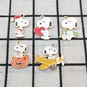 10pcs, Cartoon Charm Enamel Bracelet Charm Necklace Pendant Diy Making Craft Supplies Jewelry Accessories Alloy Metal Gold Plated