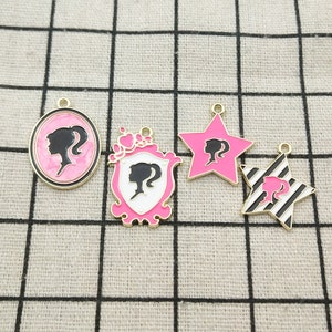 10/16pcs, Cartoon Girl Charm Enamel Bracelet Charm Necklace Pendant Earring Charm Jewelry Accessories Craft Supplies Gold Plated