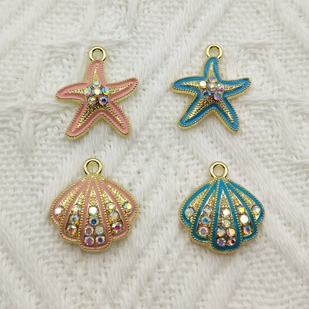 10/16pcs Starfish Shell Charm Metal Charm Jewelry Charm Bracelet Charm Gold Plated Neckalce Pendant Craft Supplies Diy Accessoriespcspcs16
