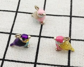 10/12pcs, Bird Charm Enamel Charm Earring Pendant Necklace Charm Bracelet Charm Jewelry Accessories Craft Supplies DIY Finding 14x17mm