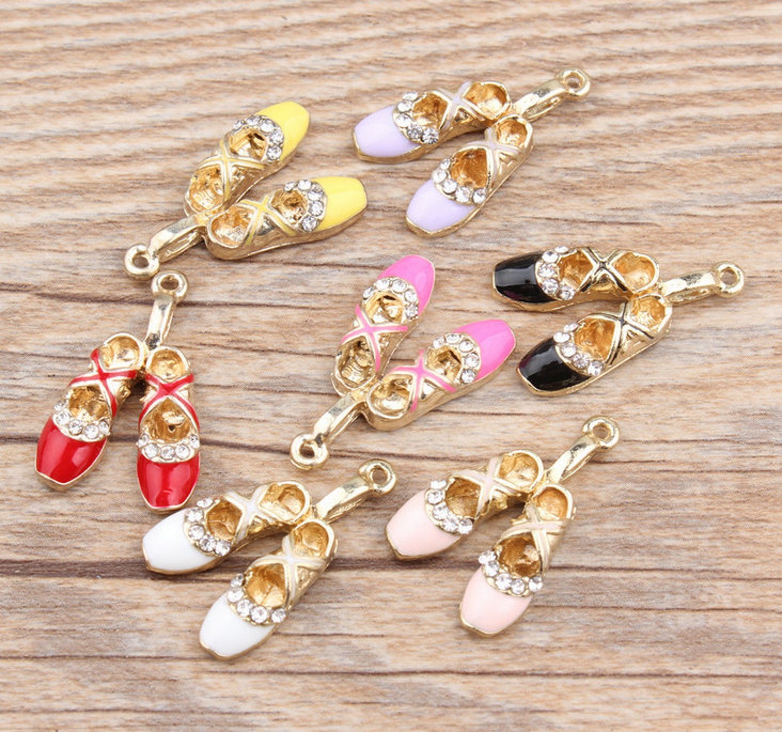 10pcs, 17x27mm, enamel charm, ballet shoes charms, ballerina charms, dancer gift, girl shoes, bracelet charm, craft supplies, go