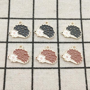 10PCS Enamel Hedgehog Charm Earrng Pendant Necklace Charm Bracelet Charm Jewelry Accessories Craft Supplies DIY Findings 13x16MM