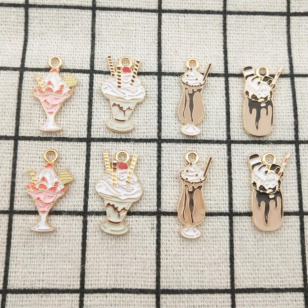 10PCS, Enamel Charm Drinks Charm Craft Supplies Gold Plated Earring