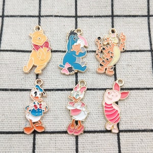 10/12 pezzi, ciondolo in smalto con ciondolo a forma di cartone animato, ciondolo per collana, ciondolo per orecchino, ciondolo per artigianato, placcato in oro