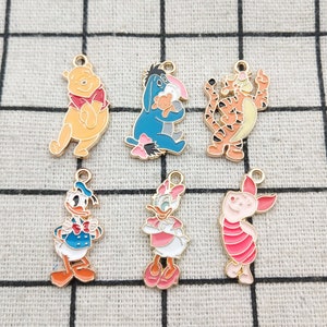 10PCS, Cartoon Charm Enamel Charm Bracelet Charm Necklace Charm Earring Pendant Craft Supplies Gold Plated