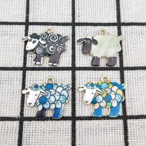 10/16pcs, Enamel Sheep Charm Bracelet Charm Earring Pendant Necklace Charm Diy Jewelry Making Craft Supplies Gold Plated