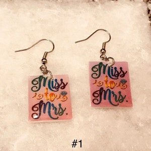 Wedding themed Novelty earrings (Bride earrings, Groom earrings, Bride to be jewelry, wedding expo, matrimony jewelry, cake earrings)