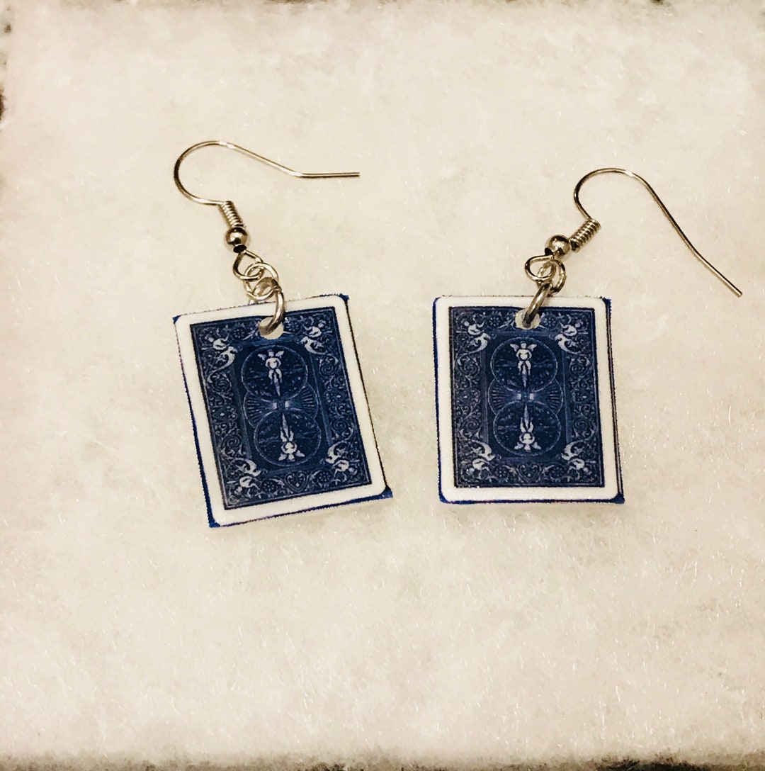 Playing Cards Earrings rummy Earrings , Deck of Cards Jewelry, 4 Queens