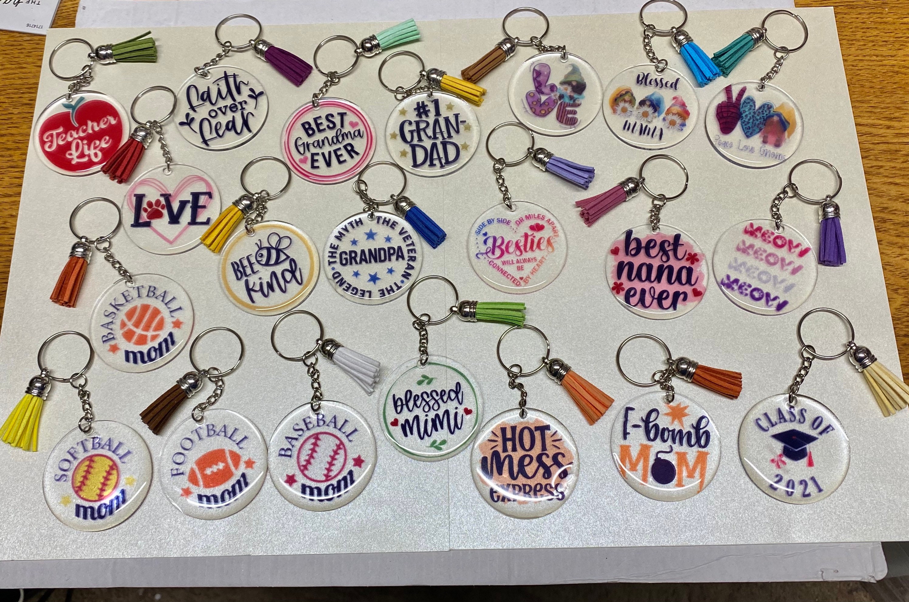 Novelty Acrylic Keychains epoxy Coated Keychains Mom Etsy