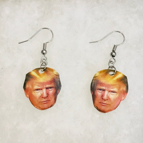 Trump inspired earrings. (Trump inspired earrings, go vote earrings, famous person jewelry, celebrity earrings)