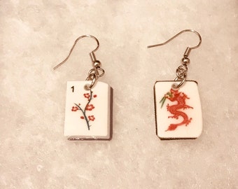 Mahjong Game earrings (novelty earrings, fun jewelry)