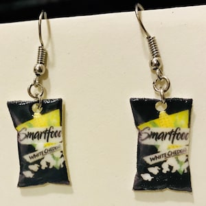 Junk food earrings (cheese popcorn earrings , cheese popcorn jewelry, junk food jewelry, miniature food earrings, salty snacks)