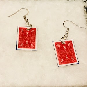 Pendientes de playing Cards (pendientes rummy, joyas de baraja de cartas, pendientes de 4 reinas, pendientes en miniatura)