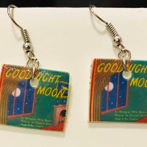 Goodnight Moon inspired miniature earrings (children&#39;s book, book worm, teacher gift, reading)
