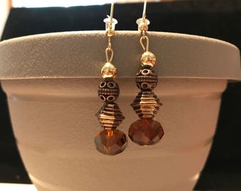Brown and gold earrings