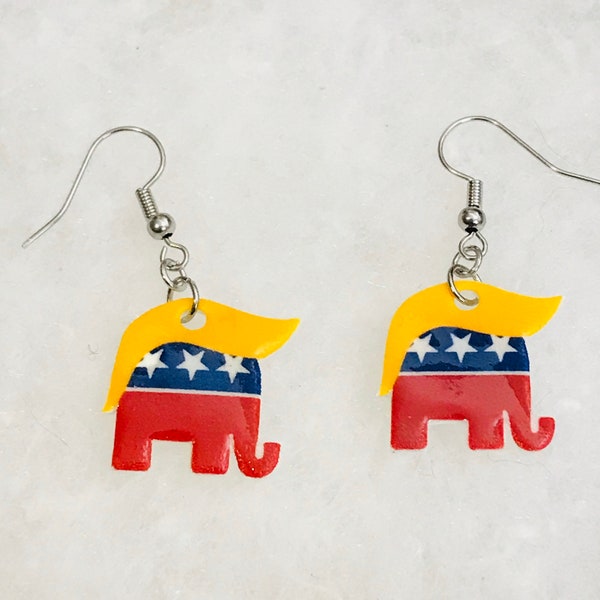 Trump elephant earrings. (Trump inspired earrings , famous person jewelry, celebrity earrings)