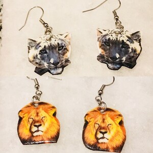 Wild animals earrings (zoo earrings, africa animal earrings, animal jewelry, lions, bears, alligators, meerkat, giraffe, penguin, elephant)