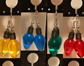 Pendientes de luces navideñas (pendientes de bombillas, pendientes de vacaciones, pendientes de invierno)