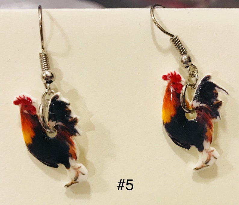 Chicken Earrings hen Earrings Rooster Earrings Bird Etsy