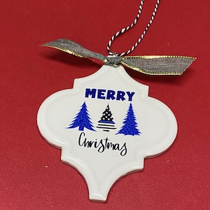 Thin Blue line ornament (police ornament, support police, thin line ornament)