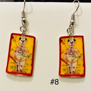 Miniature Board Game earrings (vintage game jewelry, monopoly , parcheesi, dominos, novelty earrings, fun jewelry)