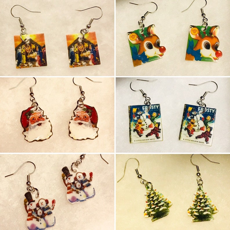 Christmas Earrings Nativity scene earrings happy holidays Etsy
