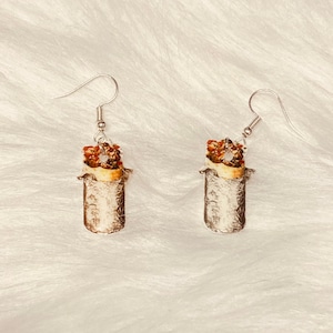 Burrito earrings (sandwich earrings , burrito jewelry, junk food jewelry, miniature food earrings, snacks)