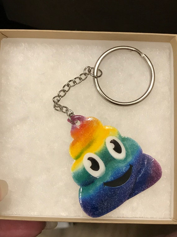 Rainbow Poop Keychain(poop emoji keychain, poop jewelry , potty keychain ,  bathroom keychain)