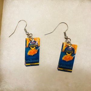 Macaroni and cheese earrings (mac and cheese earrings , noodle jewelry, pasta earrings, miniature food earrings)