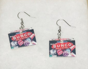 Bunco earrings (dice game earrings , bunco jewelry, miniature game earrings)