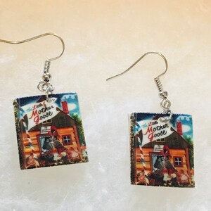 Pendientes en miniatura inspirados en el libro de cuentos de la madre ganso (libro para niños, gusano de libro, regalo del maestro, lectura)