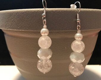 White sparkling earrings