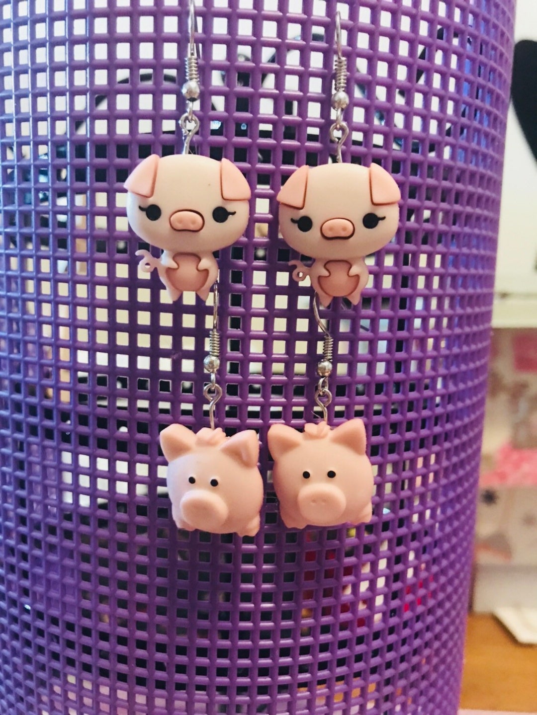 Pig Earrings pig Jewelry , Oink Earrings , Porcine Earrings , Pink Pig ...