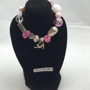 Princess Spaz Bracelet (pink, white and silver bracelet)(choose cat or dog charm bracelet)