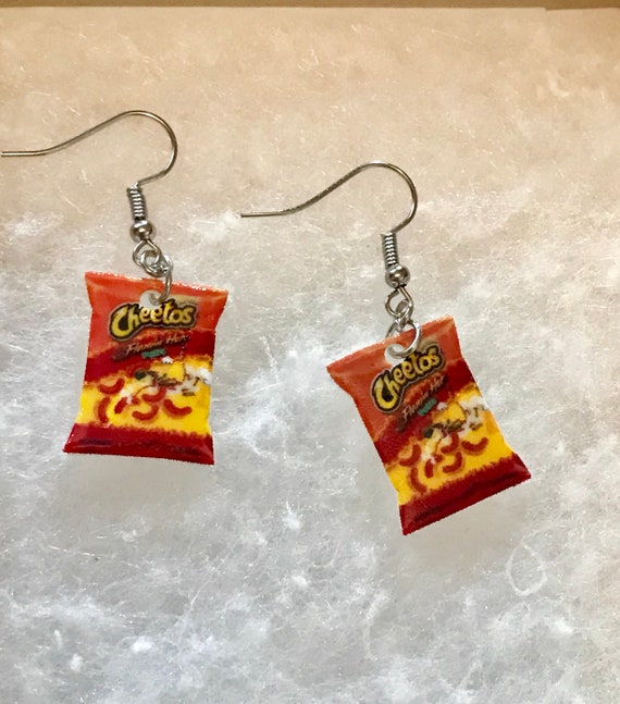 Junk Food Earrings (flaming Hot Cheese Curls Earrings Flaming