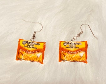 Ramen noodle earrings (soup earrings , ramen noodle jewelry, pasta earrings, miniature food earrings) *Newly UPDATED - IMPROVED*
