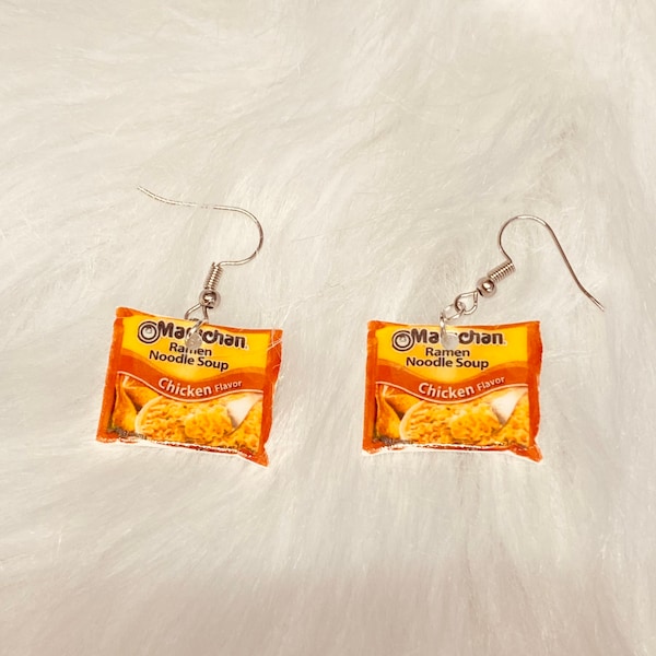 Ramen noodle earrings (soup earrings , ramen noodle jewelry, pasta earrings, miniature food earrings) *Newly UPDATED - IMPROVED*