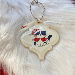 Whimsical Cat Ornament (Christmas kitty ornament, Cat Christmas tree ornament, cat lover, Funny ornament)