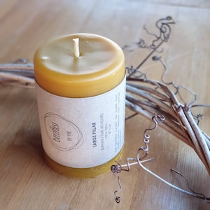Large Hand-Poured Beeswax Pillar, 100% Pure Australian Beeswax, 45 Hour Burn