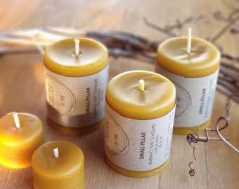 Small Beeswax Pillar, Hand-poured, 6cm high, Ø 5cm, Made to order! Burning time 15 hours, 100% Pure Australian Beeswax