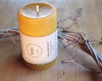 Extra-Large Beeswax Pillar, Hand-poured, 13cm high, Ø 8cm, Made to order! Burning time 80 hours, 100% Pure Australian Beeswax