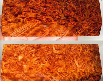 Stabilized red amboyna burl wood block, Wood Knife Handle, Natural Wood Crafting Material, Turning Blank, Knifemaking