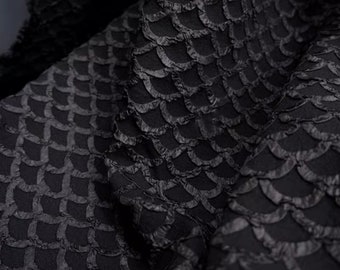 Black 3D Jacquard Fish Scale Polyester Fabric: Fashion Design