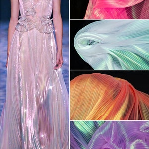 59'' Width Crinkled-textured Pleated Organza Fabric,Designer Fabric for Wedding,Dress,Pants,Suits Sewing