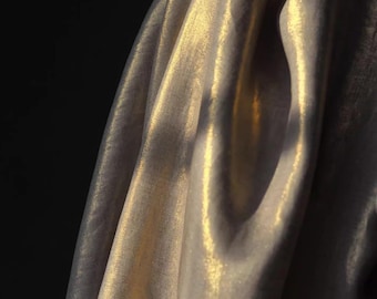 Gold Shimmer Linen Fabric: Luxury Dress, Evening, Wedding Sewing - 1.37m Wide
