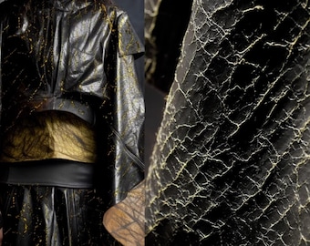 Black Crack Fabric,Embossed Designer Fabric,3D Irregular Fabrics, jacket fabrics,Clothing Fabric