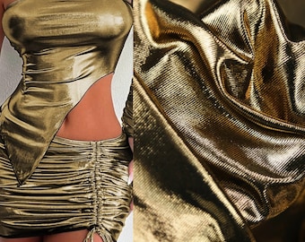Tecido de poliéster brilhante e elástico: material brilhante para vestidos de noite