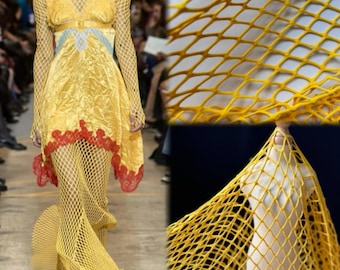 2 cm Yellow Hollow Out,Eyelets Rhombus Mesh Polyester Fabric,Haute Couture Fabric,Goth Dress Fabric,5 Colors availble