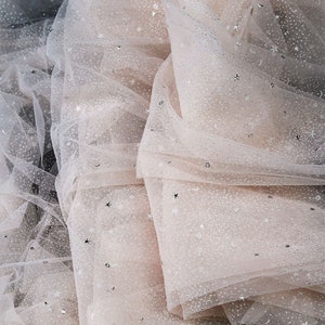 3 Colors Lace Fabric,Stars And Moon Glitter Tulle Fabric,Wedding Fabric,Veil Fabric